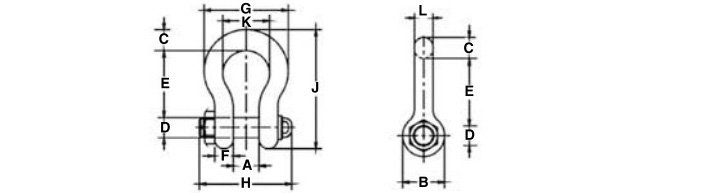 Crosby弓形卸扣G-2140結(jié)構(gòu)尺寸圖片 Crosby弓形卸扣G-2140結(jié)構(gòu)尺寸圖片