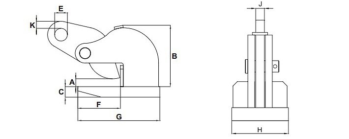 IPHOZ水平吊鋼板鉗結(jié)構(gòu)尺寸圖片 IPHOZ水平吊鋼板鉗結(jié)構(gòu)尺寸圖片