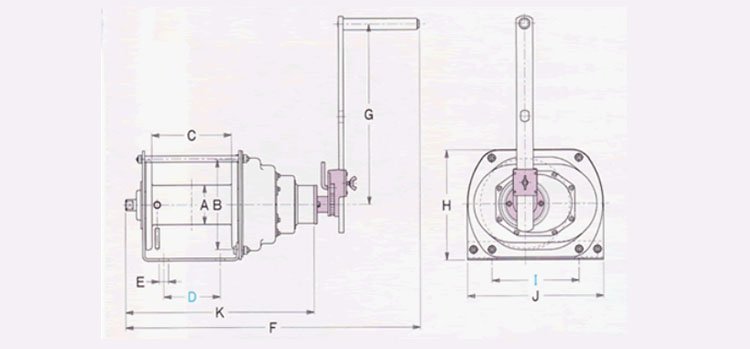 FUJI PRW型手搖絞盤尺寸圖 FUJI PRW型手搖絞盤尺寸圖