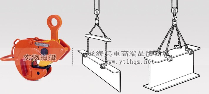 鷹牌BMB型橫向起吊用無傷夾鉗使用示意圖 鷹牌BMB型橫向起吊用無傷夾鉗使用示意圖