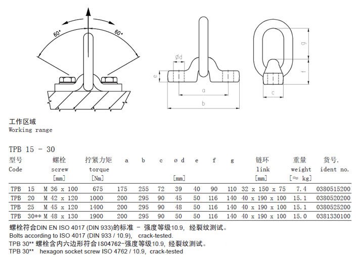 TPB型JDT可旋轉(zhuǎn)吊環(huán)參數(shù) TPB型JDT可旋轉(zhuǎn)吊環(huán)參數(shù)