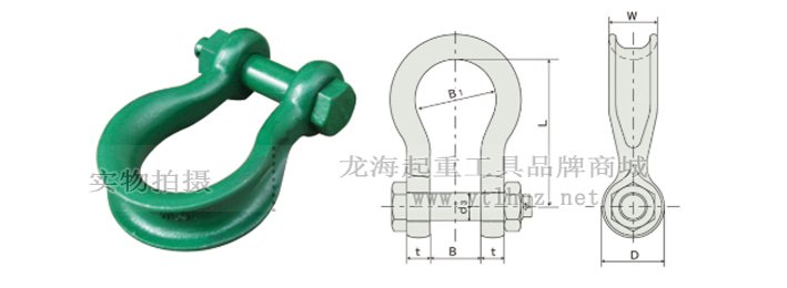WRB輕型寬體卸扣尺寸圖 WRB輕型寬體卸扣尺寸圖