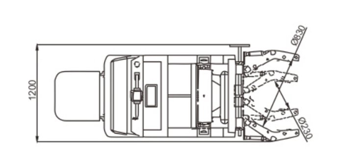 LYL800全電動(dòng)油桶翻轉(zhuǎn)車(配重式)尺寸圖 LYL800全電動(dòng)油桶翻轉(zhuǎn)車(配重式)尺寸圖